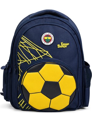 Fenerbahçe Lisanslı 3D Suni Deri Detaylı Okul Çantası - Lacivert 2 Bölmeli Sırt Çantası