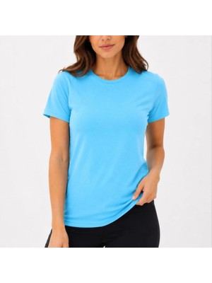 Evrenial Kadın Basic Tişört Bisiklet Yaka Kısa Kol Günlük Yazlık Slim Fit T-Shirt