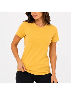 Evrenial Kadın Basic Tişört Bisiklet Yaka Kısa Kol Günlük Yazlık Slim Fit T-Shirt