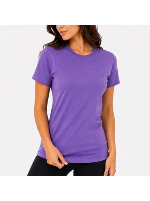 Evrenial Kadın Basic Tişört Bisiklet Yaka Kısa Kol Günlük Yazlık Slim Fit T-Shirt