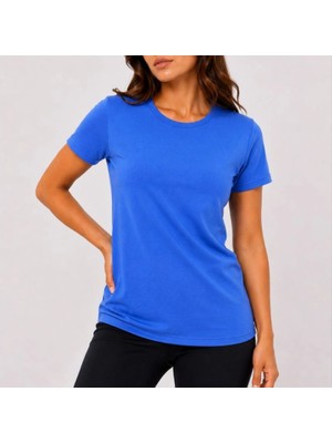 Evrenial Kadın Basic Tişört Bisiklet Yaka Kısa Kol Günlük Yazlık Slim Fit T-Shirt