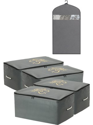 Empressco Umbellatum Hurç Organizer Saklama Çantası 4 Adet 64X41X35 cm ve 1 Elbise Kılıfı Gri Renk 5