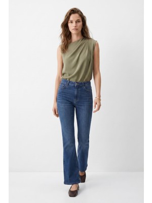 Rays Tint Kahve Yüksek Bel Flare Jean 826