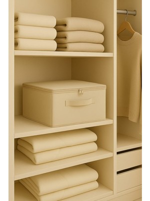 Empressco Spartek Home Textile Destekli Hurç Büyük Boy Bej Renk – Fermuarlı Katlanabilir Saklama ve Düzenleme Kutusu 23X42X35CM - Fiyatı, Yorumları