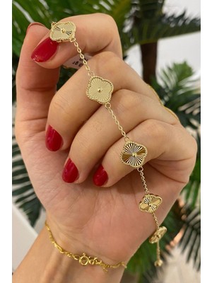 Aurrari Gold Çizgili Premium Çelik Bileklik