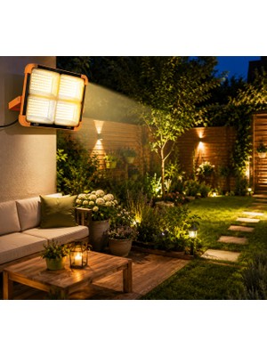 YDGR 200W Solar LED Projektör Sensörlü Bahçe, Teras, Balkon ve Kamp Lambası