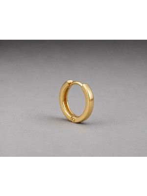 Silver Hunters Gümüş Halka Küpe 925 Ayar Gümüş Taşsız 14 mm Gold (Altın) Renk Halka Küpe 1 Adet (Çift Değil)