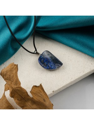 Lia Charm Lapis Lazuli Doğal Taş Kolye – Siyah Ipli Şık Mavi Taş Kolye(2 Adet)
