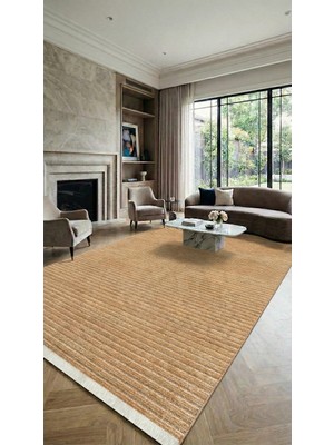 Youday Accessories Youdayhomecollection Ayla-Gold - Oturma Odası, Koridor Halısı-Kaymaz Taban-Robot Süpürgeye Uyumlu-Kolay Temizlenebilir - 120X300
