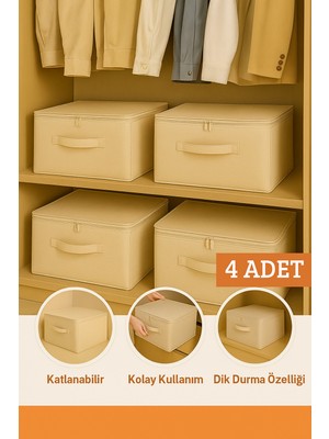 Empressco Serstil 4 Adet - Kulplu Baza Altı, Dolap Içi Destekli Kutu Hurç 35X42X23 cm - Bej - Fiyatı, Yorumları