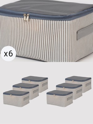 Empressco Nacarev 6 Adet Küçük Boy Antrasit Çizgili Baza Altı Bavul Içi Düzenleyici Organizer, Hurç Seti 30X20X15 cm - Fiyatı, Yorumları