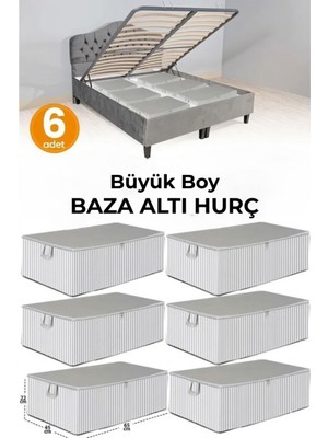 Empressco Eviniz Güzel 6 Adet Büyük Boy Kumaş Baza Altı Hurç Seti Çekyat Altı Düzenleyici Saklama Kutusu 65X45X22 cm - Fiyatı, Yorumları