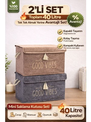 Empressco Funny Life 2’li Kapaklı Keçe Saklama Kutusu 40 Litre – Katlanır Düzenleyici Hurç, Oyuncak, Çamaşır, Organizer - Fiyatı, Yorumları