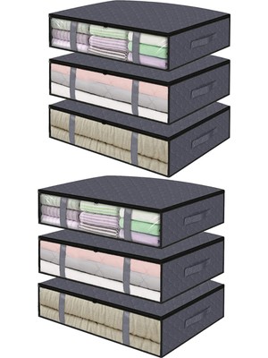 Empressco Rekhome 6 Adet Pencereli Gri Baza Altı Yastık Yorgan Kazak Hurcu / 60X45X15 - Fiyatı, Yorumları