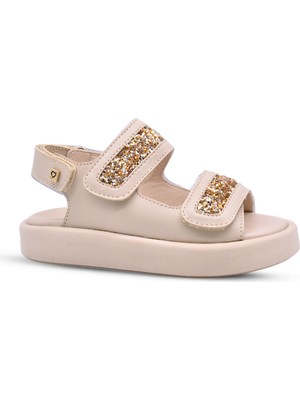 Kids A More Celine Kız Çocuk Pul Sim Detaylı Bej Rengi Sandalet