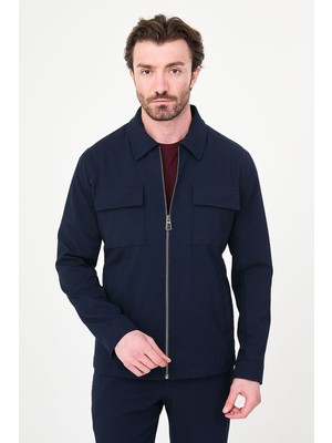 MCR Dokulu Slim Fit Gömlek Yaka Mevsimlik Erkek Mont