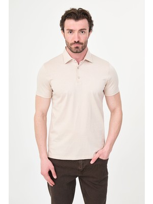 MCR Düz Slim Fit Polo Yaka Metal Düğmeli %100 Pamuk Kısa Kol Erkek T-Shirt