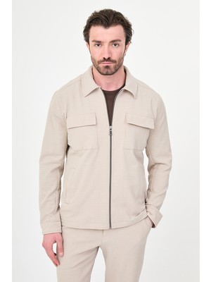 MCR Dokulu Slim Fit Gömlek Yaka Mevsimlik Erkek Mont