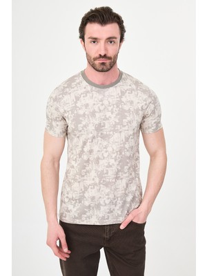 MCR Desenli Slim Fit Bisiklet Yaka Kısa Kol Erkek T-Shirt