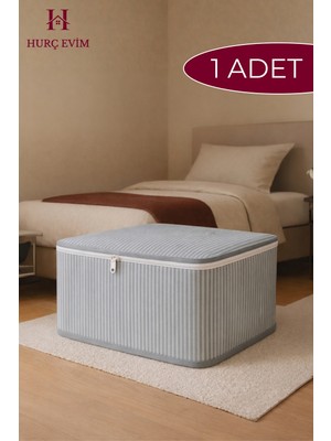 Empressco Hurcevim 1 Adet Antrasit Çizgili Yorgan Hurcu 100X50X50 cm | Ekstra Dayanıklı Hurç - Organizer - Fiyatı, Yorumları