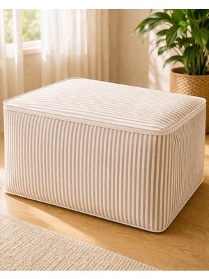 Empressco Hig Home 42X53X20 Çizgili Baza Altı Saklama Hurcu – Büyük Boy Yorgan Battaniye Düzenleyici, Dayanıklı Fermuarlı Organizer - Fiyatı, Yorumları