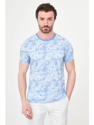 MCR Desenli Slim Fit Bisiklet Yaka Kısa Kol Erkek T-Shirt