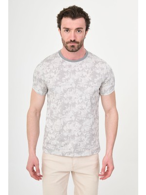 MCR Desenli Slim Fit Bisiklet Yaka Kısa Kol Erkek T-Shirt