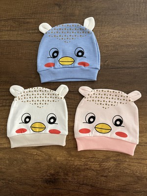 Gülümse Gel Yenidoğan Kız Erkek Bebek Civcivli Bebek Bandana Şapka Başlık Fiyonklu Kurdeleli Civciv Model 3ADET