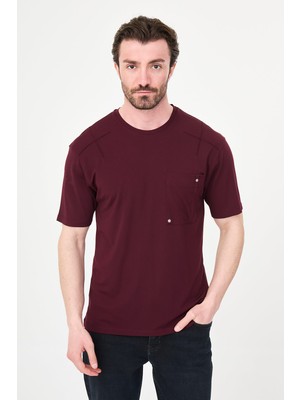 MCR Düz Slim Fit Bisiklet Yaka Cepli Bi-Stretch Interlok Erkek T-Shirt