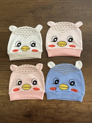 Gülümse Gel Yenidoğan Kız Erkek Bebek Civcivli Bebek Bandana Şapka Başlık Fiyonklu Kurdeleli Civciv Model 4ADET
