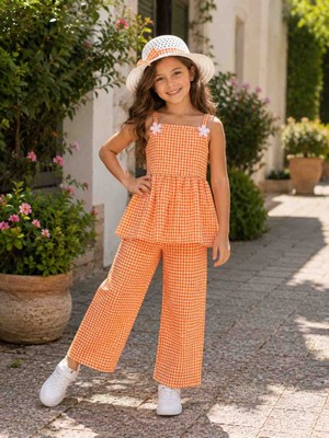 Lovinya Kids Pötikareli Şapkalı Askılı Alt-Üst Takim