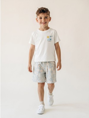 Tuffy Erkek Bebek Yazlık  Müslin Şortlu Takım Beach Life Baskılı Bayramlık Çocuk Kombin