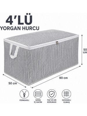 Empressco Özpolatlar Gümüş Hurç 4’lü Fermuarlı Yorgan Hurcu 90X50X50 cm Sandık Tipi Saklama Hurcu - Fiyatı, Yorumları