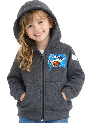 Hupalupa Store HUPALUPA Kapüşonlu Sweatshirt Dar Kalıp Antrasit Smash 7-8 Yaş