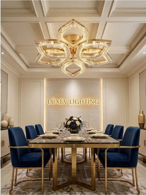 Flora Model Gold 6"lı Ledli 3 Renk Modu Kristal Salon Mutfak Yatak Çocuk Odası Avize