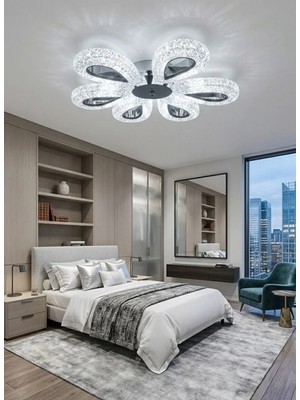 Yağmur Model 6"lı Gümüş 3 Renk Modu Ledli Modern Plafonyer Salon Mutfak Çocuk Yatak Odası LED Avize