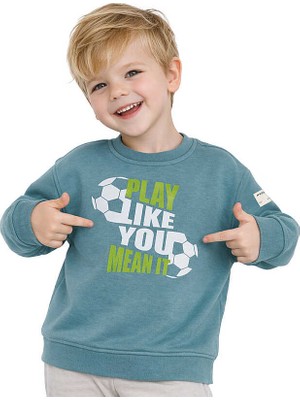 Hupalupa Store HUPALUPA Basic Sweatshirt Dar Kalıp Ocean Play Like You 9-10 Yaş