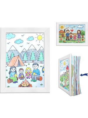 Premiore A4 Çocuk Sanat Resim Çerçevesi, Katlanır Değil Saklama Resmi Hızlı Değiştirilebilir Klips Mekanizmalı