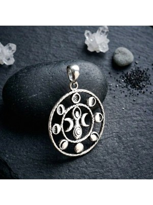 Ebrar Silver Gümüş Ay Pusulası Kolye Ucu 925 Ayar Gümüş Taşsız Unisex Ay Pusulası Kolye Ucu