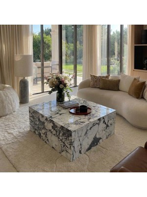 Adomar Marble Calacatta Viola Küp Orta Sehpa 100X100X40