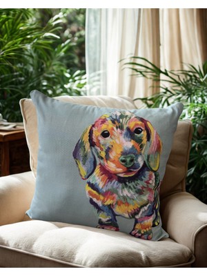 Samelia Dekoratif Köpek Desenli Dolgulu Kırlent 43 x 43 cm