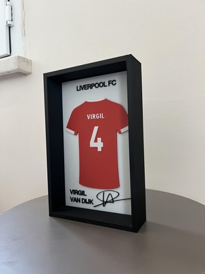 Reborn 3D Virgil Van Dijk Imzalı Forma Tablo 3D Çerçeveli Dekoratif Tablo 14X22 cm