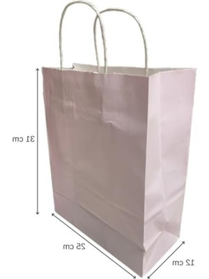 MarkEntegra Çelikpençe Kraft Kağıt Çanta, Büküm Saplı, 25X31X12 Cm, Hediyelik Butik Mağaza Poşeti, 25 Adet (Pembe)