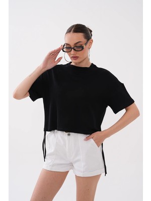 Mega Life Yandan Ip Büzgülü Kristal T-Shirt