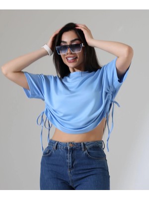 Mega Life Yandan Ip Büzgülü Kristal T-Shirt