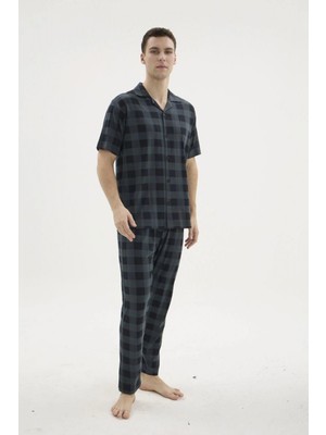 Marsilyan Kocabey KKT-26158 Erkek Apaj Yaka Düğmeli Pijama Takımı