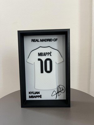 Reborn 3D Kylıan Mbappe Imzalı Forma Tablo 3D Çerçeveli Dekoratif Tablo 14X22 cm
