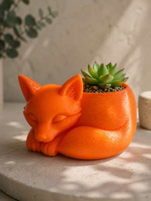 Otscraft Studio Uyuyan Tilki Sukulent Saksısı Fox Planter Dekoratif Kaktüs & Sukulent Saksı