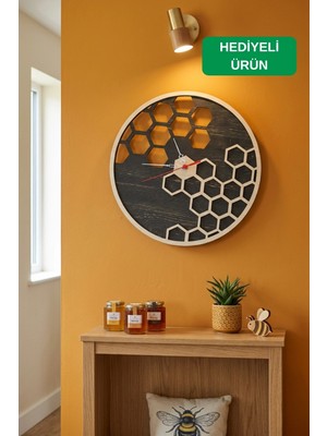 Kutaydan Geometrik Modern Ahşap Lazer Kesim 2d Mdf Duvar Saati