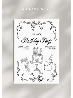 Siorina Events Birthday Card Doğum Günü Davetiyesi -5 Adet